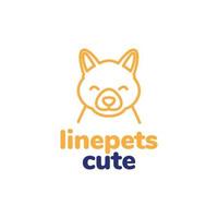 animaux domestiques chien chiot canin mascotte sourire mignonne visage sourire ligne minimal logo conception vecteur