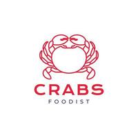 Crabes Fruit de mer cuisine frit croquer goût nourriture ligne minimal moderne logo conception vecteur