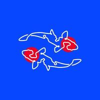 yin et Yang étang poisson koi tancho ligne art moderne abstrait logo conception vecteur