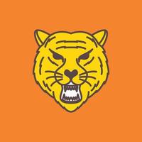 tête animal bête faune tigre rugir ligne art coloré Orange logo conception vecteur