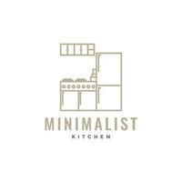 intérieur cuisine moderne minimaliste ensemble en haut ligne logo conception vecteur