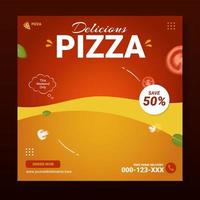 délicieux Pizza social médias promotion modèle vecteur