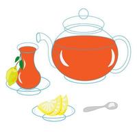 ensemble thé ensemble cuisson thé bonbons. griffonnage illustration pour le menu. vecteur