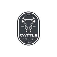 bétail bétail animal tête vache court klaxon Lait badge ancien logo conception vecteur