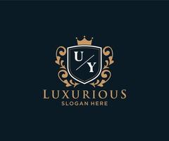 modèle initial de logo de luxe royal de lettre uy dans l'art vectoriel pour le restaurant, la royauté, la boutique, le café, l'hôtel, l'héraldique, les bijoux, la mode et d'autres illustrations vectorielles.