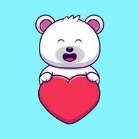 mignonne polaire ours cœur l'amour dessin animé vecteur Icônes illustration. plat dessin animé concept. adapté pour tout Créatif projet.