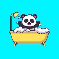 mignonne Panda baignade sur baignoire dessin animé vecteur Icônes illustration. plat dessin animé concept. adapté pour tout Créatif projet.