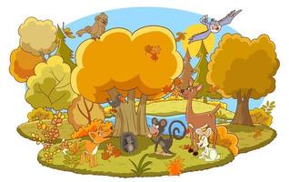 animaux dans le forêt dans livre de contes d'automne vecteur illustration