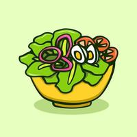 salade dans bol illustration concept dans dessin animé style vecteur