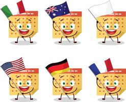 calendrier dessin animé personnage apporter le drapeaux de divers des pays vecteur