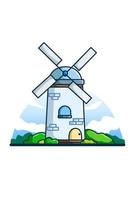 illustration du moulin à vent à midi