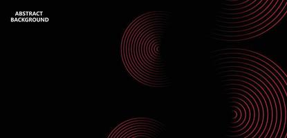 lignes de cercle rougeoyantes abstraites sur fond sombre. concept de technologie futuriste. modèle de bannière horizontale. costume pour affiche, couverture, bannière, brochure, site web vecteur