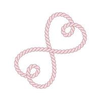 rouge corde cœur celtique nœud avec poils sur une blanc Contexte vecteur. chevauchement lasso l'amour cœurs logo. vecteur