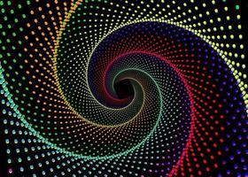 noir, rouge, rose, bleu, cyan, orange, vert, et Jaune à pois spirale vortex carré vecteur modèle. coloré ondulé tourbillon modèle points Contexte.