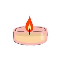 bougies parfumées dans un bocal en verre. flamme romantique et feu en verre décoratif. dessin animé de griffonnage isolé sur fond blanc vecteur