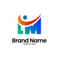 lm initiale lettre logo avec content Humain icône. lm Humain logo. monogramme lm logo avec Humain concept. lm logo pour entreprise. vecteur