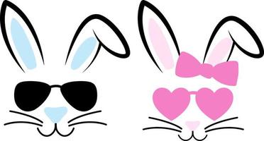 vecteur mignonne lapin visage conception. content Pâques. adorable lapins illustration