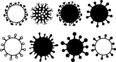 vecteur de virus bactéries, superbactérie, virus Icônes ensemble. noir et blanc illustration. Facile plat style
