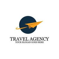 Voyage agence logo modèle avec papier avion vecteur