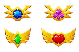 cœur, bêche, club et diamant. ensemble de coloré prix badges pour casino et 2d Jeu vecteur