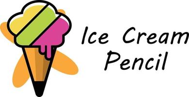 la glace crème cône crayon logo vecteur illustration