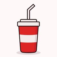 un soda papier tasse dessin animé icône vecteur. jetable papier tasse avec un soda et paille. nourriture icône concept illustration, adapté pour icône, logo, autocollant, clipart vecteur