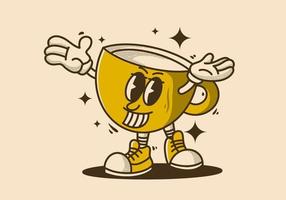 café tasse mascotte personnage conception dans ancien Couleur vecteur