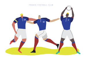 France Coupe du monde football caractère plat Vector Illustration