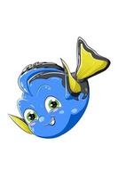 un petit poisson bleu mignon, conception illustration vectorielle de dessin animé animal vecteur
