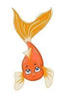 un petit poisson d'or orange mignon, conception illustration vectorielle de dessin animé animal vecteur