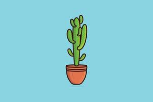 vert cactus plante dans vase vecteur illustration. soins de santé et la nature objet icône concept. désert vert cactus plante vecteur conception. Accueil plante cactus symbole graphique conception.