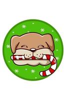 un chien brun a apporté un bonbon de Noël vecteur