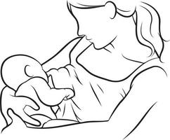 allaitement maternel ligne dessin. vecteur