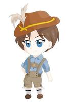 anime chibi homme utilisant une tenue octoberfest pour homme vecteur