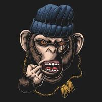 illustration vectorielle de singe gangster tête vecteur