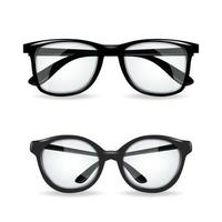 lunettes réalistes de vecteur noir isolé sur fond blanc