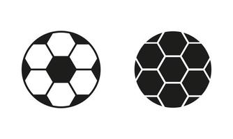 football Balle noir silhouette et ligne icône ensemble. Football Balle pour jouer des sports Jeu solide et contour symbole collection sur blanc Contexte. isolé vecteur illustration.