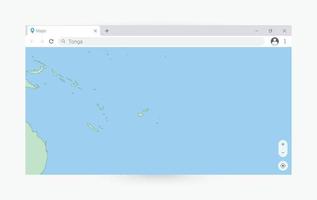 navigateur fenêtre avec carte de Tonga, recherche Tonga dans l'Internet. vecteur