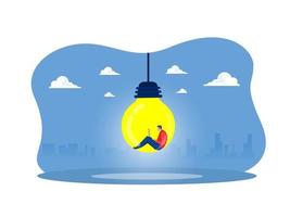 homme en ampoule, idée pensée concept de trouver le symbole de bonne bonne idée, illustration plate de créativité ampoule vecteur