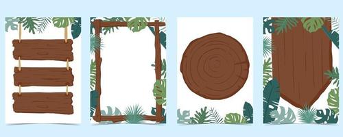 bois Cadre collection de safari Contexte set.editable vecteur illustration pour anniversaire invitation, carte postale et autocollant