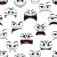 dessin animé en colère et triste visages sans couture emoji modèle vecteur