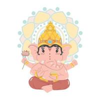 mignonne hindou Dieu ganesha personnage dessin animé vecteur