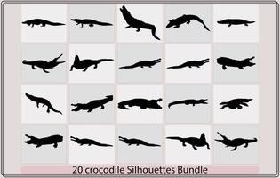 vecteur de crocodile conception silhouette, silhouette de crocodile, crocodile silhouette avec un ouvert bouche