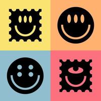 sourire forme icône symbole autocollants vecteur agrafe art amusant, content, liberté, élément, ornement