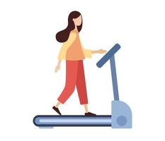 femme fonctionnement sur tapis roulant. sport concept. aptitude, faire de l'exercice, en bonne santé mode de vie, cardio activité. vecteur plat illustration