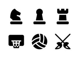 ensemble simple d'icônes solides vectorielles liées au sport vecteur