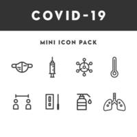 covid19 gratuit mini direct icône paquet. ensemble de 8 covid19 direct Icônes, vaccin, social distanciation, main désinfectant. covid19 Icônes pour infographies, affiche, éducation, santé, covid19 la prévention gratuit Icônes. vecteur