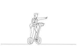 homme d'affaire avec cap équitation segway. concept de en utilisant outils vecteur