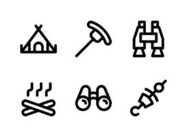 ensemble simple d'icônes de ligne vectorielle liées au camping vecteur