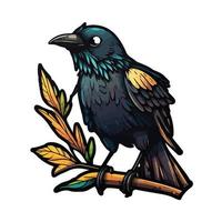 mignonne corbeau dessin animé style vecteur
